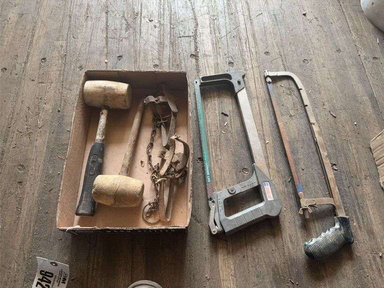 (2) Hand Saws, (2) Mallets, (2) Animal Traps - Located in Semi Trailer