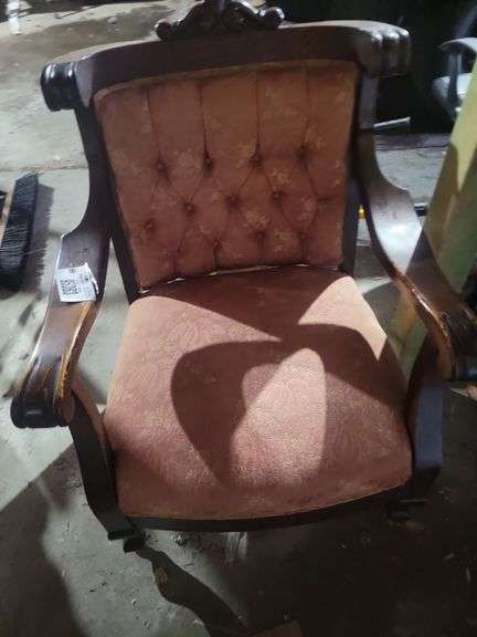 Victorian style, armed sitting chair – located garage