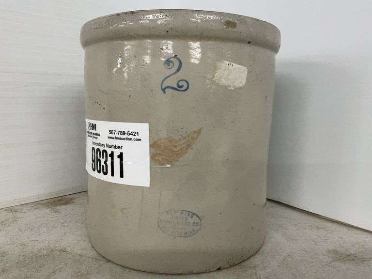 Redwing Stoneware 2 Gallon, Small Wing Crock, Edges Have Small Chipping, SH