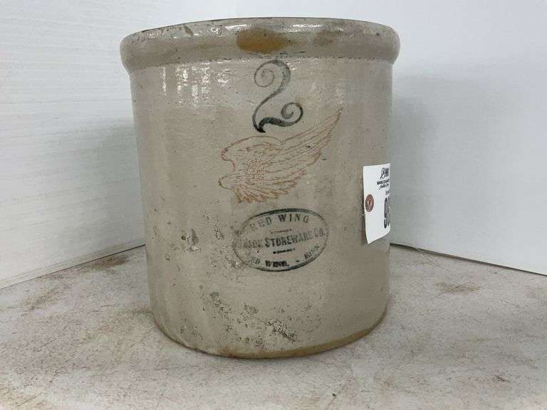 Redwing Stoneware 2 Gallon Big Wing Crock, Wear on Bottom ,SHIPPING NOT AVA
