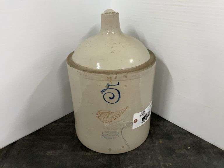Redwing 5 Gallon, Big Wing Shoulder Jug, Bottom Edge Has Chips, Hairline Cr