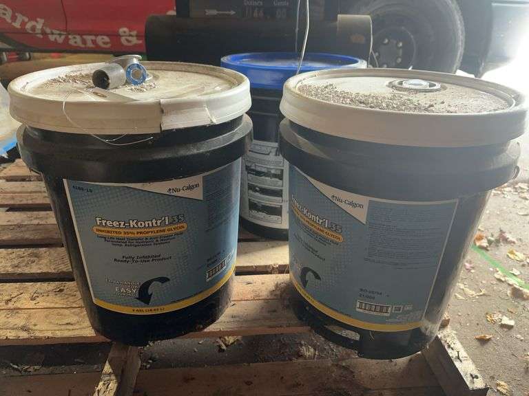 (2)Pails containing inhibited 35% propylene glycol, pail containing drivewa