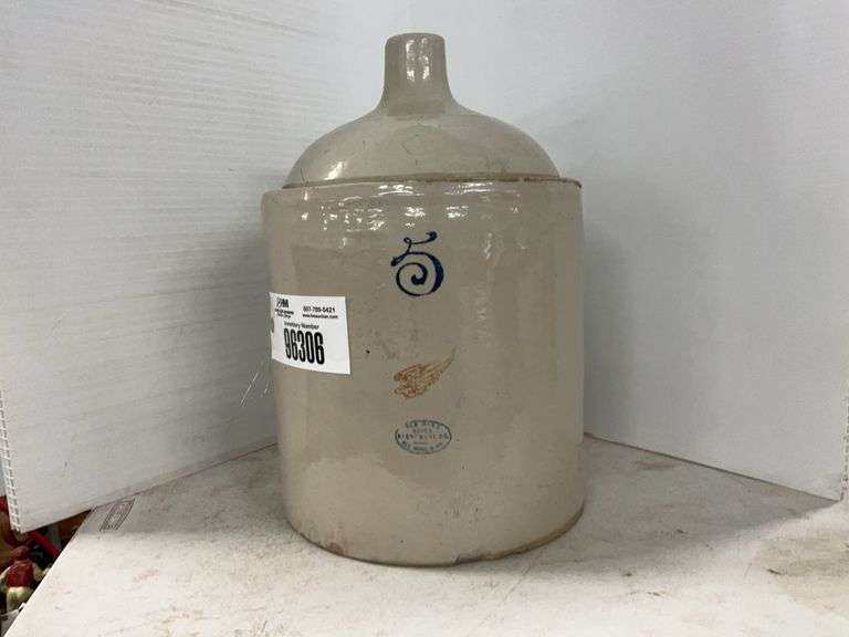 Red Wing Stoneware 5 Gallon Small Wing Shoulder Jug, Bottom Lip Has Some Sh
