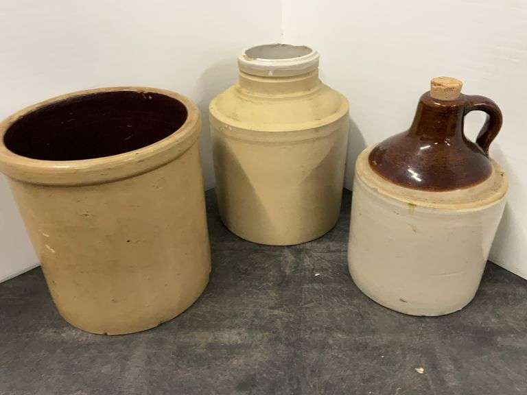 Minnesota Stoneware Crock, Stoneware Jug, Stoneware Jug, Chipped & Hairline
