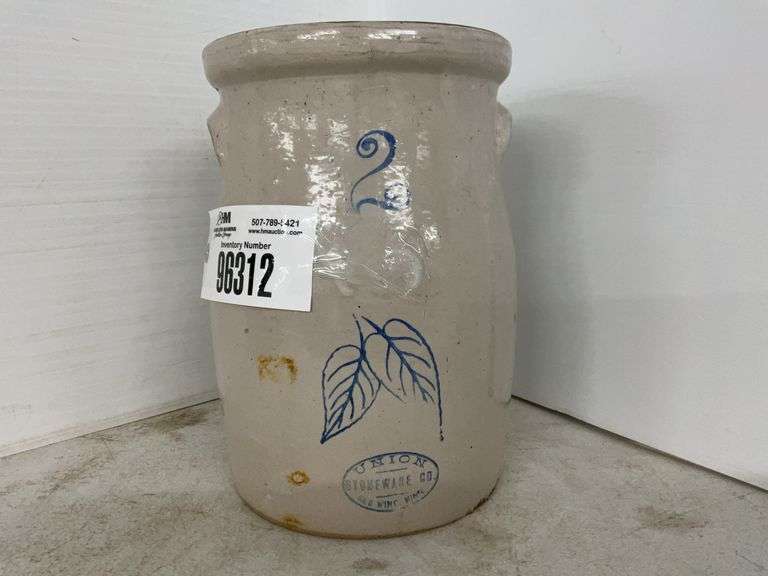 Redwing Stoneware 2 Gallon Birch Leaf Butter Churn, No Lid Or Dasher, Has S