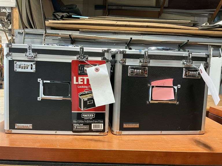 (2) Vaultz Locking File Tote, One New, Other Has U