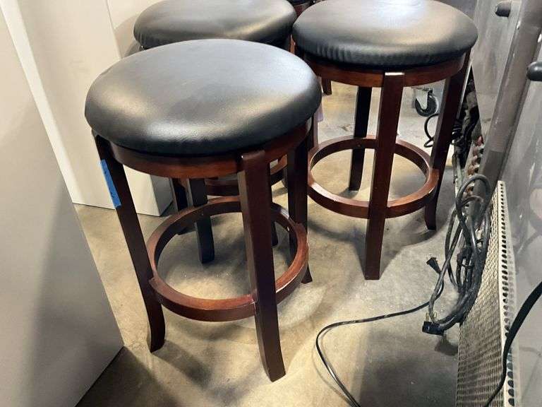(5) Wooden Frame Padded Stools