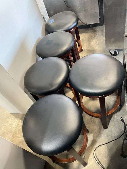 (5) Wooden Frame Padded Stools