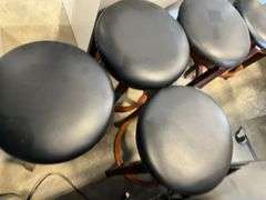 (5) Wooden Frame Padded Stools