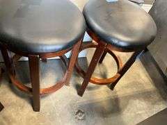 (5) Wooden Frame Padded Stools