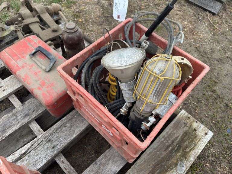 Benchtop Vise, IH Bottle Jack-Non-Working, Metal Toolbox, Assorted Trouble 