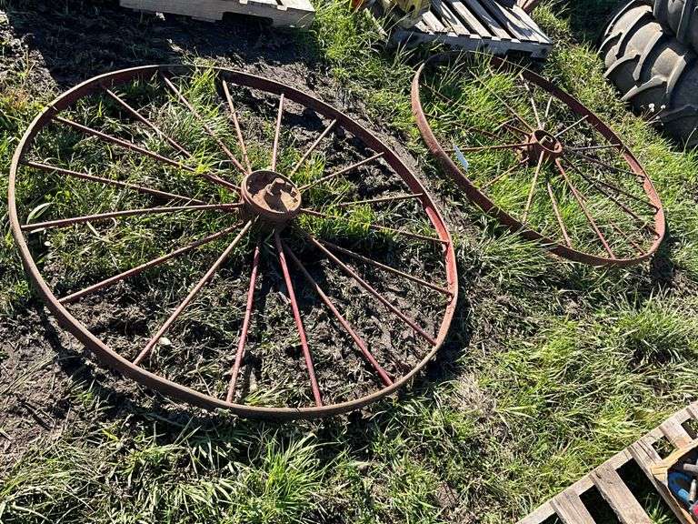 (2) Steel Spoke Steel Wheels - Approximately 52"