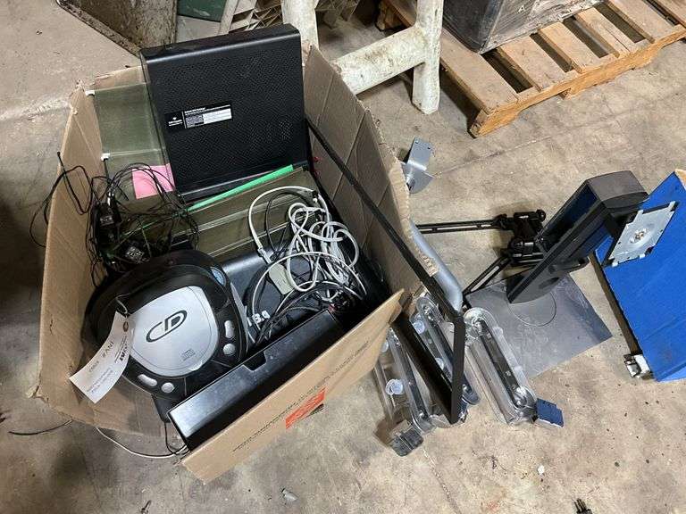 (2) Boxes Containing - Router, CD Player Radio, Toshiba Laptop, Computer Mo