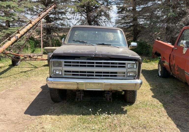 Chev 3/4 ton truck, 4x4, brown.  Non-runner - no title/reg