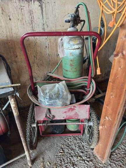 Torch Set on Cart, Hoses, Gauges and Tanks