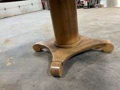 Round Wooden Pedestal Table, Approximately 45" Round