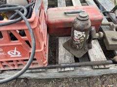Benchtop Vise, IH Bottle Jack-Non-Working, Metal Toolbox, Assorted Trouble 
