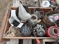 Pallet of Assorted Hardware, Hydraulic Stops, Hydraulic Easy Ends, John Dee