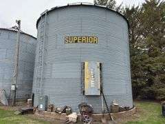 Superior Grain Bin complete with Unload Auger and Aeration Fan, 24' Wide, 1
