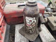 Benchtop Vise, IH Bottle Jack-Non-Working, Metal Toolbox, Assorted Trouble 