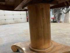 Round Wooden Pedestal Table, Approximately 45" Round