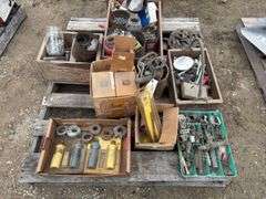 Pallet of Assorted Hardware, Hydraulic Stops, Hydraulic Easy Ends, John Dee