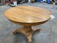 Round Wooden Pedestal Table, Approximately 45" Round
