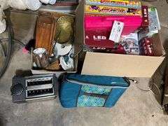 (2) Boxes Containing - Christmas Lights, Board Games, Household Items