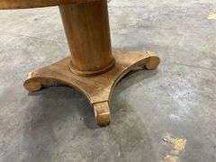 Round Wooden Pedestal Table, Approximately 45" Round