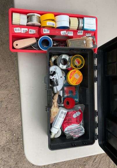Tool box w/misc plumbing supplies