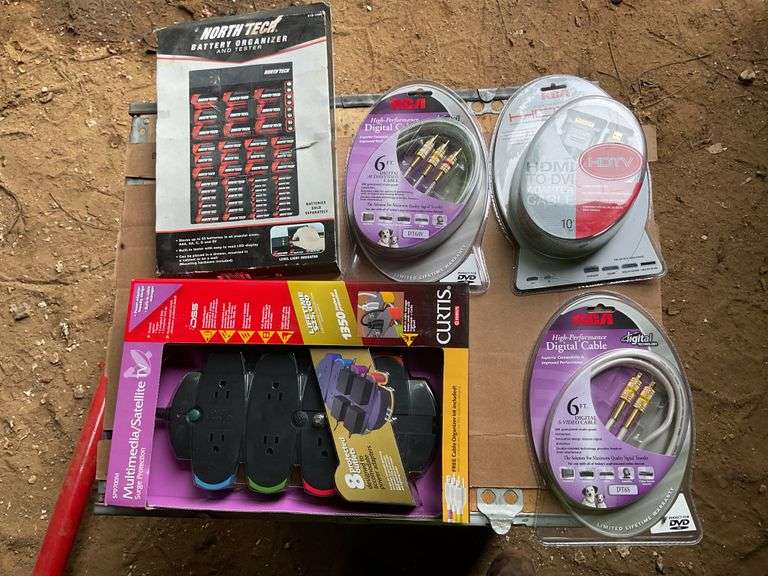 RCA 6 ft digit video cables, hdmi cables, and power strips