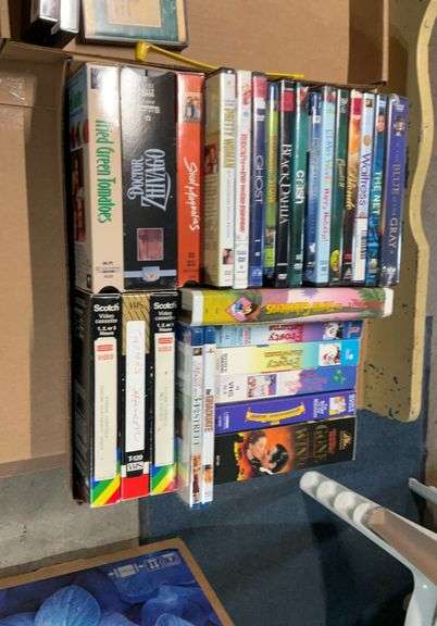 2 flats of cd's, cassettes music and VHS Tapes