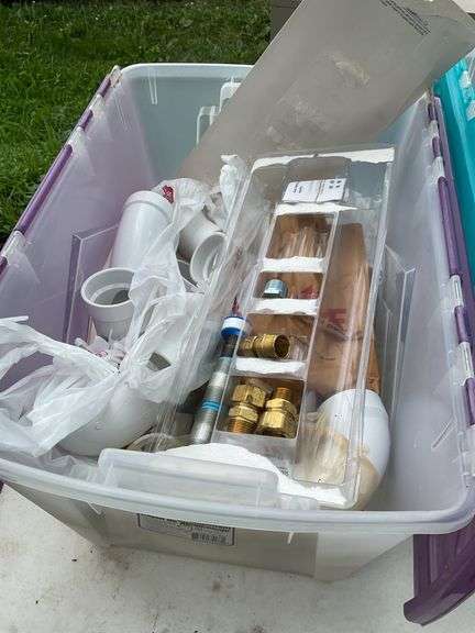 3 totes of PVC parts