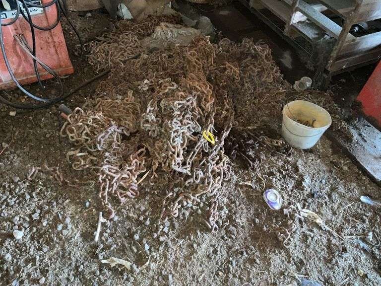 Pile of tractor and truck tire chains