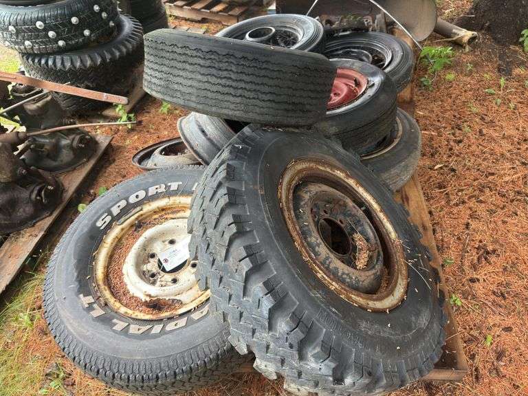 Assorted Rims and Tires, 4 Bolt, 6 Bolt, 8 Bolt