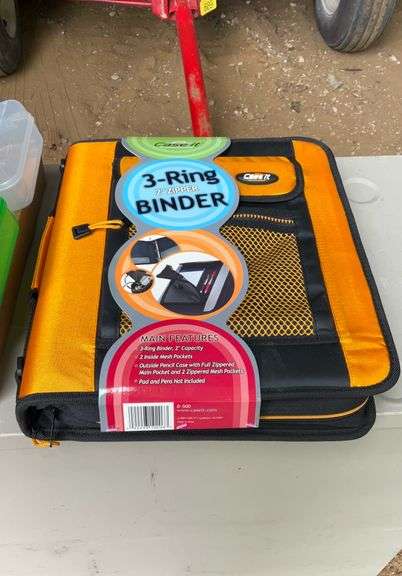Flat of pencil boxes and three ring binder