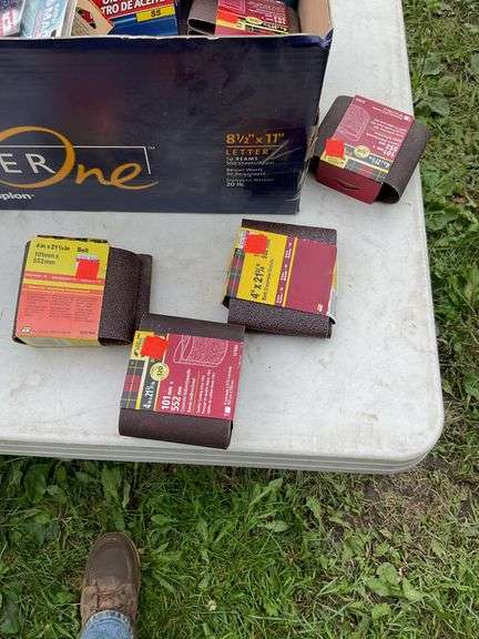 Sanding supplies, abrasive wheels, crack filler, misc