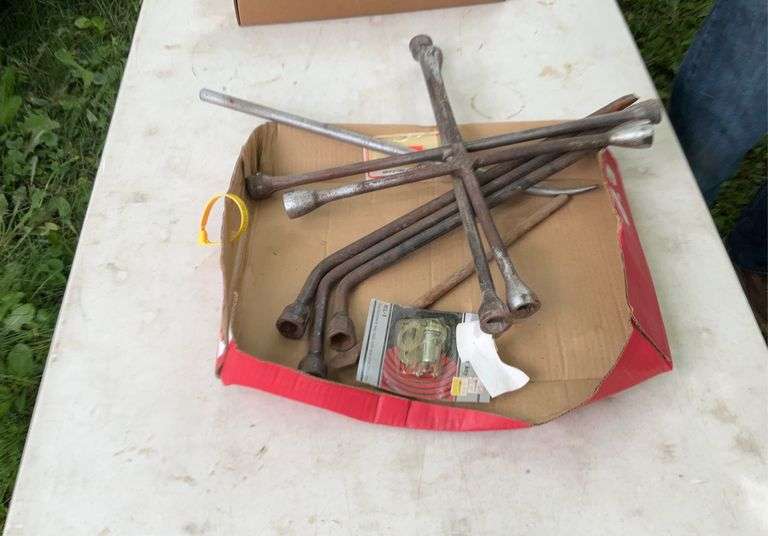 Flat of tire irons & tire wrenches