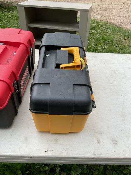 3 plastic tool boxes