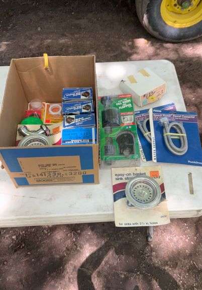 Box of plumbing supplies