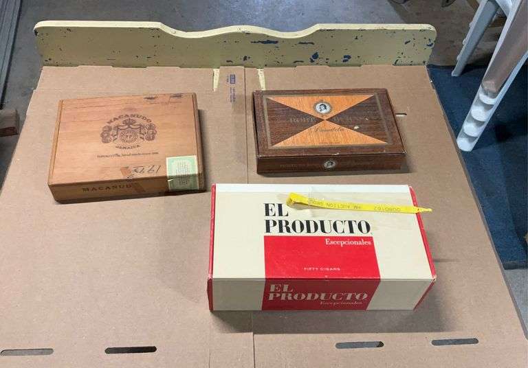 3 cigar boxes and collectible pencils
