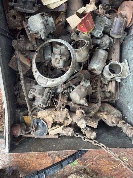 Metal Crate Containing Ford Model T/A Carburetors, Starters,