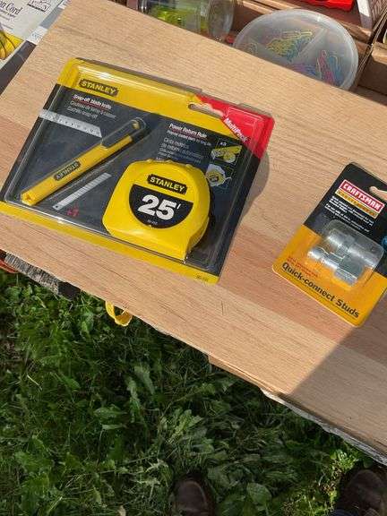 flat w/multi meter, craftsman bit set, magnetic pick up tool, misc connecto
