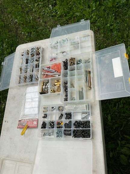 5 storage boxes w/contents