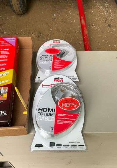 RCA 6 ft digit video cables, hdmi cables, and power strips