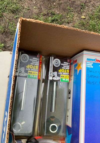 Box of plumbing supplies