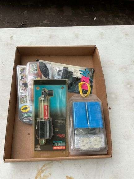 Flat of adjustable floor box kit, handy tool band, Craftsman oil fog lubric