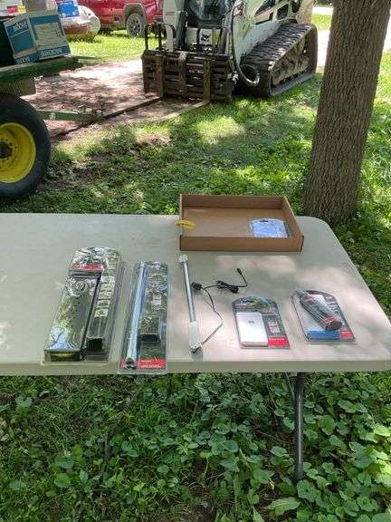 Flat of craftsman power strips & lights & temp sensors, tool box wax