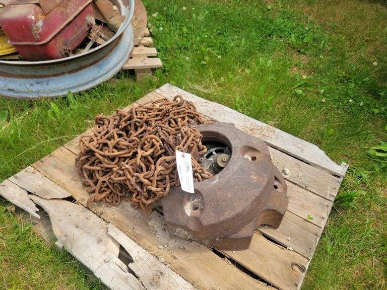 (2) Rear Tractor Wheel Weights, Tire Chains