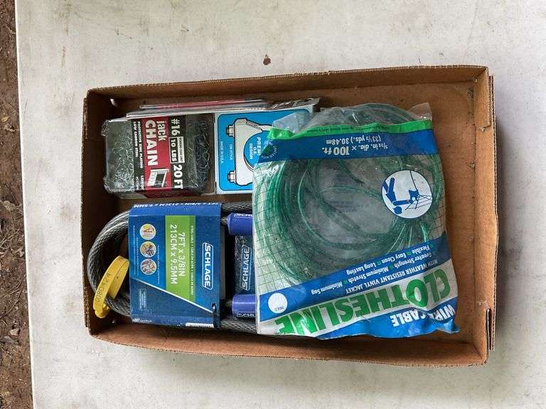 Flat with schlage 7ft steel cable, wire cable clothes line; 20ft jack chain